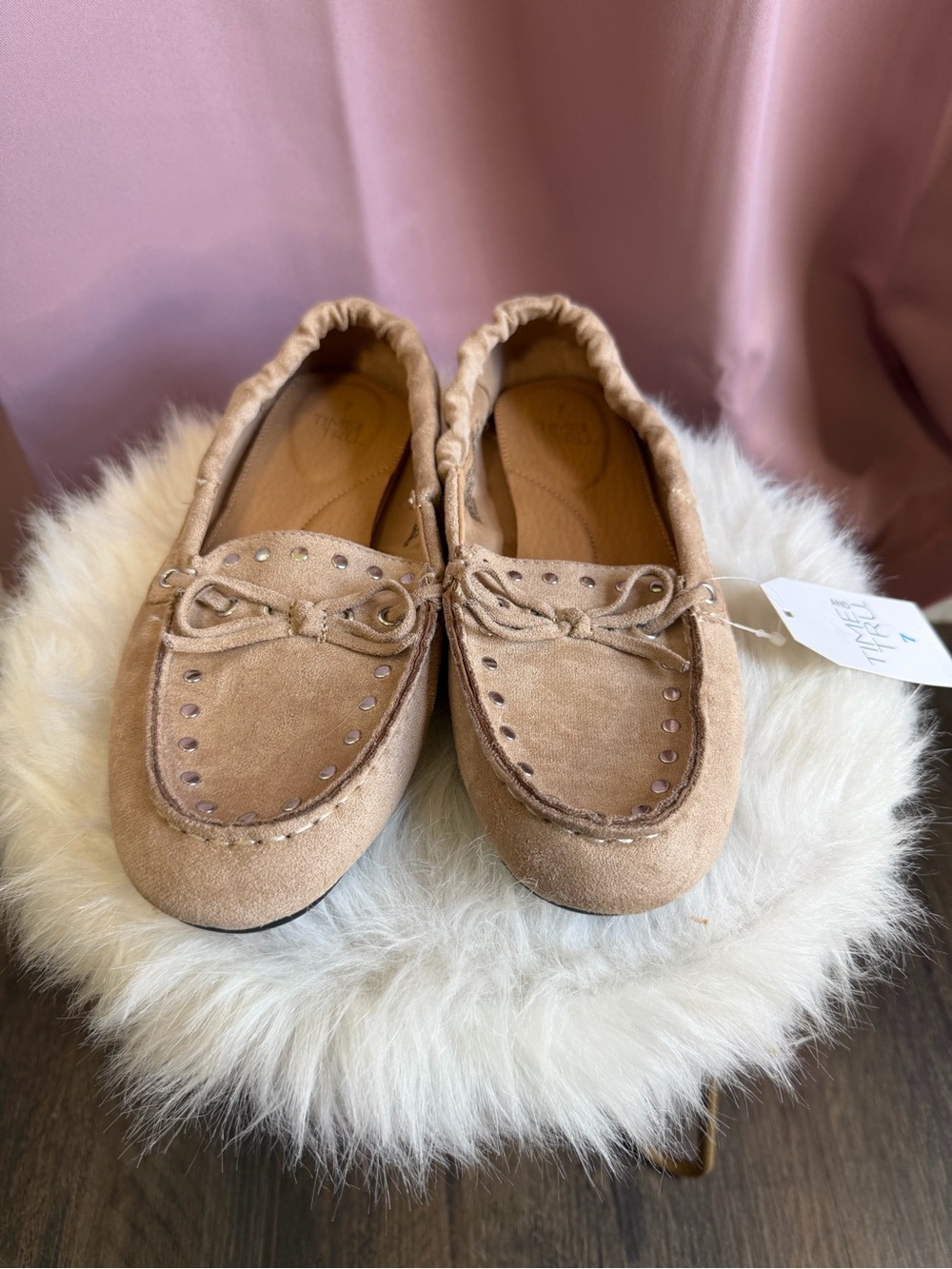 Time and Tru Tan Suede Moccasin Flats
